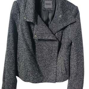 Women's Black/White Women's Moto Style Textured Jacket Sz S